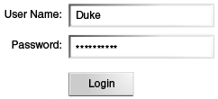 Форма с текстовыми полями «Имя пользователя» и «Пароль» и кнопкой «Вход».
